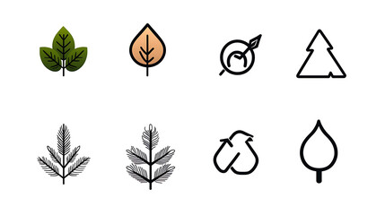 Clean ecothemed linear icons representing nature and environment graphic design elements minimalist style nature focus digital artwork
