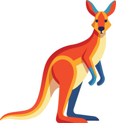 Abstract Kangaroo Vector Illustration with Bold Colors, Stylized kangaroo vector design with abstract shapes and bold, vibrant colors, perfect for modern wildlife and animal-themed illustrations.
