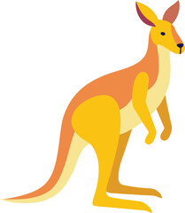 Stylized Kangaroo Vector Illustration with Simple Colors, Minimalistic and vibrant kangaroo vector design featuring simple shapes and bright orange and yellow tones, ideal for wildlife-themed illustra