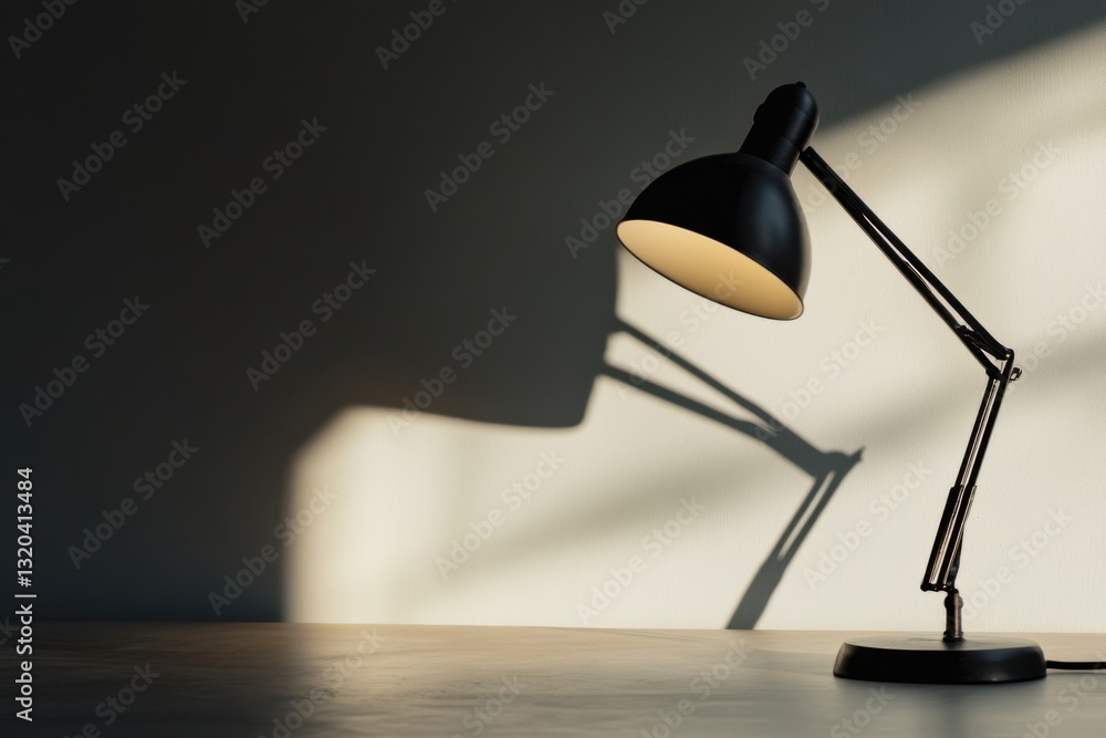 Poster stylish desk lamp casting soft shadows with realistic lighting in a minimalist studio setting