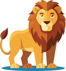 Friendly Lion Vector Illustration with Full Mane, Colorful and playful lion vector design featuring a full mane and a strong, friendly expression, ideal for wildlife and animal themes.
