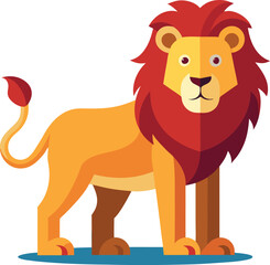 Friendly Lion Vector Illustration with Vibrant Mane, Playful lion vector design featuring a vibrant mane and strong posture, perfect for animal and wildlife-themed illustrations.
