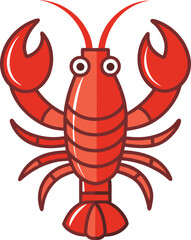 Cartoon Lobster Vector Illustration, Playful cartoon lobster vector design with vibrant red colors, ideal for fun seafood themes and illustrations.
