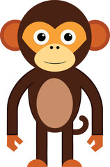 Cute Monkey Vector Illustration for Kids, Adorable cartoon monkey vector design with playful features, perfect for children’s illustrations or educational materials.
