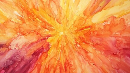 Radial watercolor burst with seamless spectrum flow, dynamic paint splash formation, floating color particles, organic medium interaction, premium color diffusion, pristine background, artistic fluid