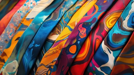Colorful abstract tie collection