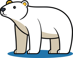 Friendly Polar Bear Vector Illustration in Simple Design, A cute and simple polar bear vector illustration with a friendly expression, ideal for wildlife, arctic, or children's themes.
