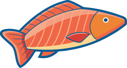 Obraz premium Salmon Fish Vector Illustration in Red and Orange, A vibrant salmon fish vector illustration in red and orange tones, ideal for marine, seafood, or children's design themes. 