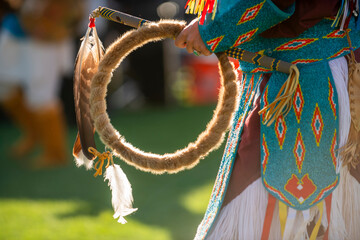 Colorful Native American traditional regalia at a pow wow