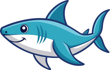 Friendly Shark Vector Illustration, A cheerful cartoon shark vector with a friendly smile, ideal for marine, ocean, and animal-themed designs.
