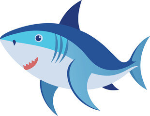 Shark Vector with Sharp Teeth Illustration, A cartoon shark vector with a playful expression and sharp teeth, perfect for marine and ocean-themed designs.
