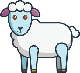 Cute sheep vector illustration with blue and white colors, A charming vector illustration of a sheep with blue and white fur, perfect for animal-themed and children's designs.
