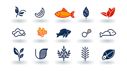 Naklejka premium Ecology outline icon set featuring clean and modern linear graphics nature visual art contemporary creative concept