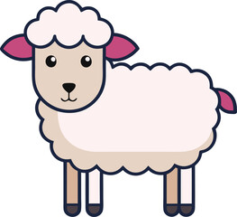 Adorable sheep vector illustration with fluffy wool, A charming vector illustration of a sheep with fluffy wool and a cute expression, perfect for animal-themed and children's designs.
