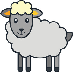 Cute sheep vector illustration with fluffy wool, A cheerful vector illustration of a sheep with fluffy wool and a friendly expression, perfect for animal-themed designs and children's content.
