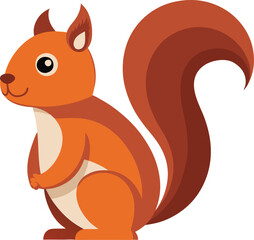 Cute squirrel vector illustration with fluffy tail, A friendly vector illustration of a cute squirrel with a fluffy tail, perfect for animal-themed and nature designs.
