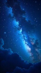 Fototapeta premium Stunning blue light meteor shower in outer space with vibrant colors and sparkling stars, colors, sparkling, meteor