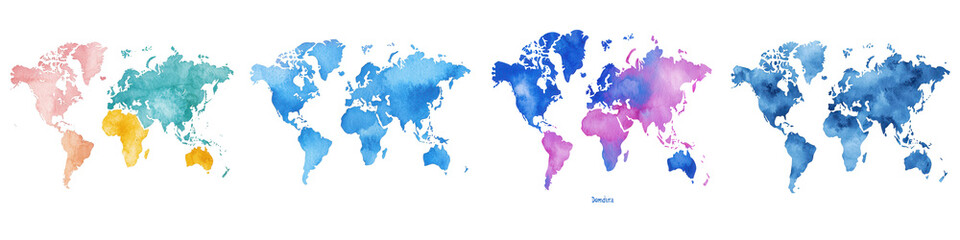 Vibrant and Watercolor Textured World Map Showing Continents Countries and Borders in Bright and Expressive Colors Ideal for Travel Education or Business Themes