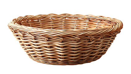 Handwoven wicker basket isolated on white background