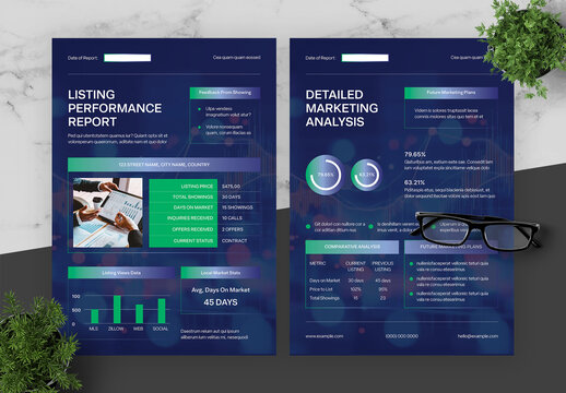 Blue And Green Performance Report Flyer