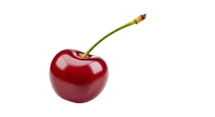 Fresh red cherry with stem on white background