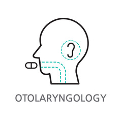 16.OTOLARYNGOLOGY.eps. Otolaryngology icon. Editable otolaryngology linear illustration icon on white background. EPS, PNG, JPG