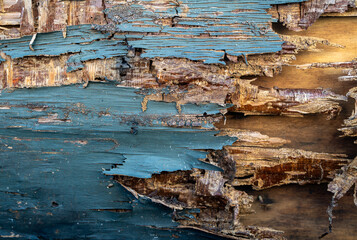 A termite-eaten board crumbles easily. Termite biodiversity impacts forest ecosystems. A termite mound near the bushes. Wood texture destroyed by termites. Removing termites from an old home.