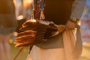 Colorful Native American traditional regalia at a pow wow