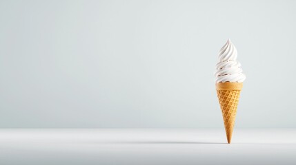 Delicious ice cream cone studio setting food photography minimalist design close-up view
