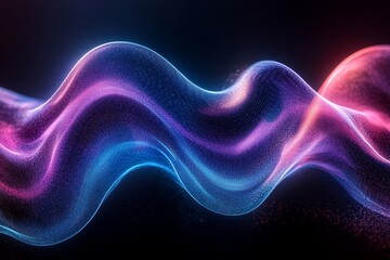 Fototapeta premium Futuristic Abstract Curve on Dark Background with Blue and Purple Gradient. 3D Feel with Sharp Edges and Flowing Lines.