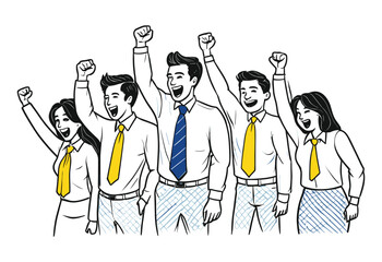 A group of people are smiling and celebrating together