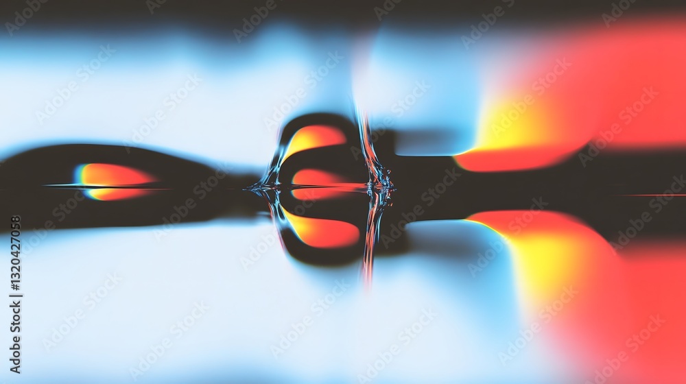 Aufkleber water flowing with reflections and colorful gradient background
