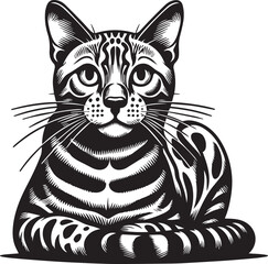 Bengal cat vector in black and white