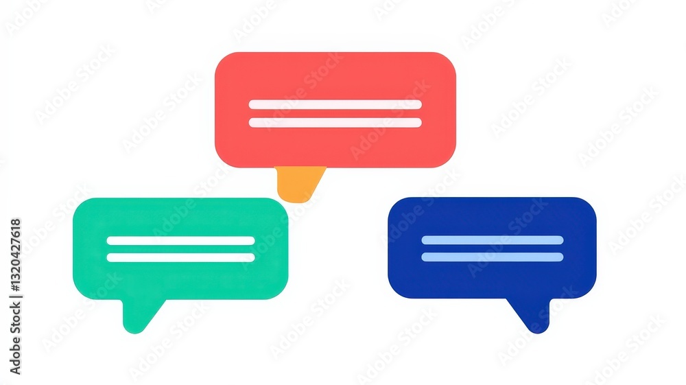 Poster ecommerce platform customer service concept. colorful speech bubbles representing communication and 