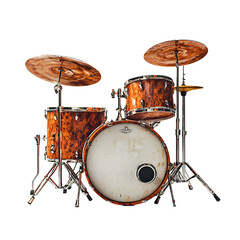 3D Render of a Vintage Drum Kit with Cymbals Isolated on a Transparent Background