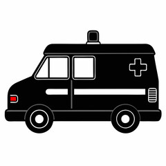 ambulance car vector shoulutte on white background