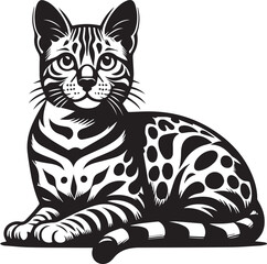 Bengal cat vector in black and white