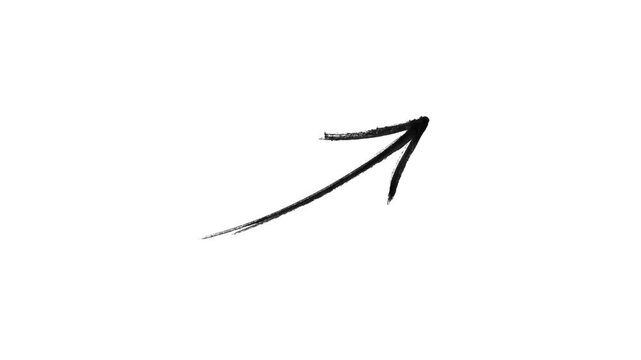 Hand drawn marker Arrows animation on a transparent background, Hand drawn thin arrow graphic animation. Alpha channel.	