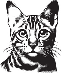 Bengal cat vector in black and white