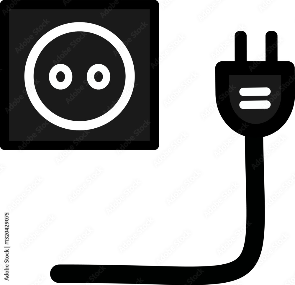 Poster plug socket icon. electric plug with power outlet vector icon. replaceable vector design.
