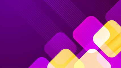 abstract purple background with pink and yellow square geometric vector illustration, for presentation design, business project, or wallpaper