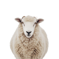 Woolly Portrait: A front-facing studio portrait of a sheep showcases the animal's fluffy, woolly coat, creating a sense of simplicity and charm.