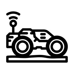 autonomous tractor robot harvests line icon vector illustration