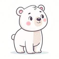 Naklejka premium Adorable Cartoon Polar Bear Cub Cute Baby Animal Illustration White Bear Drawing Childrens Book