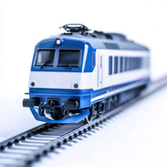 Obraz premium Modern locomotive on railway track, showcasing contemporary train design and engineering