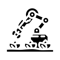 harvesting robot glyph icon vector illustration