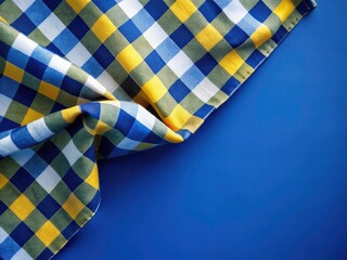 Red Checkered Tablecloth Aerial Photography, Empty Table, Copy Space, Overhead Shot, Food Photography Background, Rustic Texture