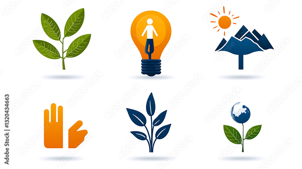 Poster promoting sustainability through sharp and modern linear icons eco-friendly design graphic represent