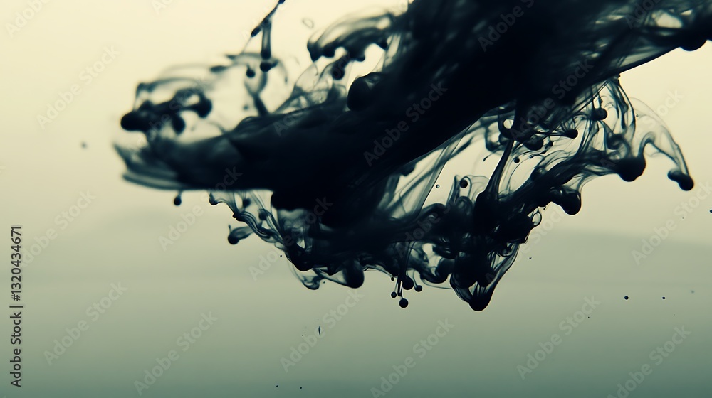 Poster Black Ink Flowing and Mixing in Water Creating a Visual Effect
