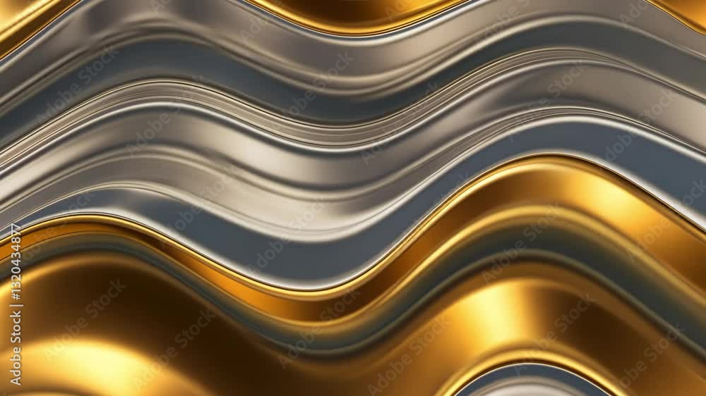 Poster abstract metallic gold and silver wavy pattern creating a luxury modern 3d background
